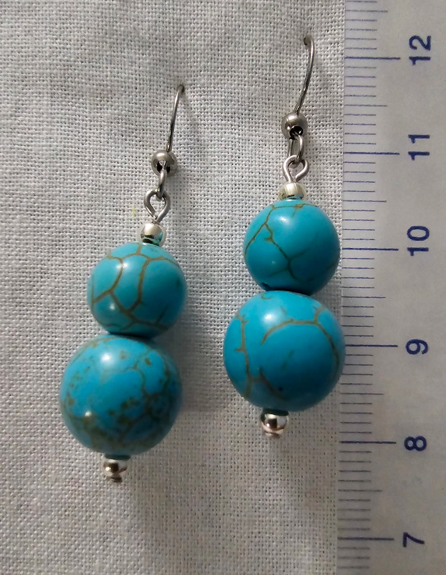 Turquoise howlite earrings, classic style, easy to wear