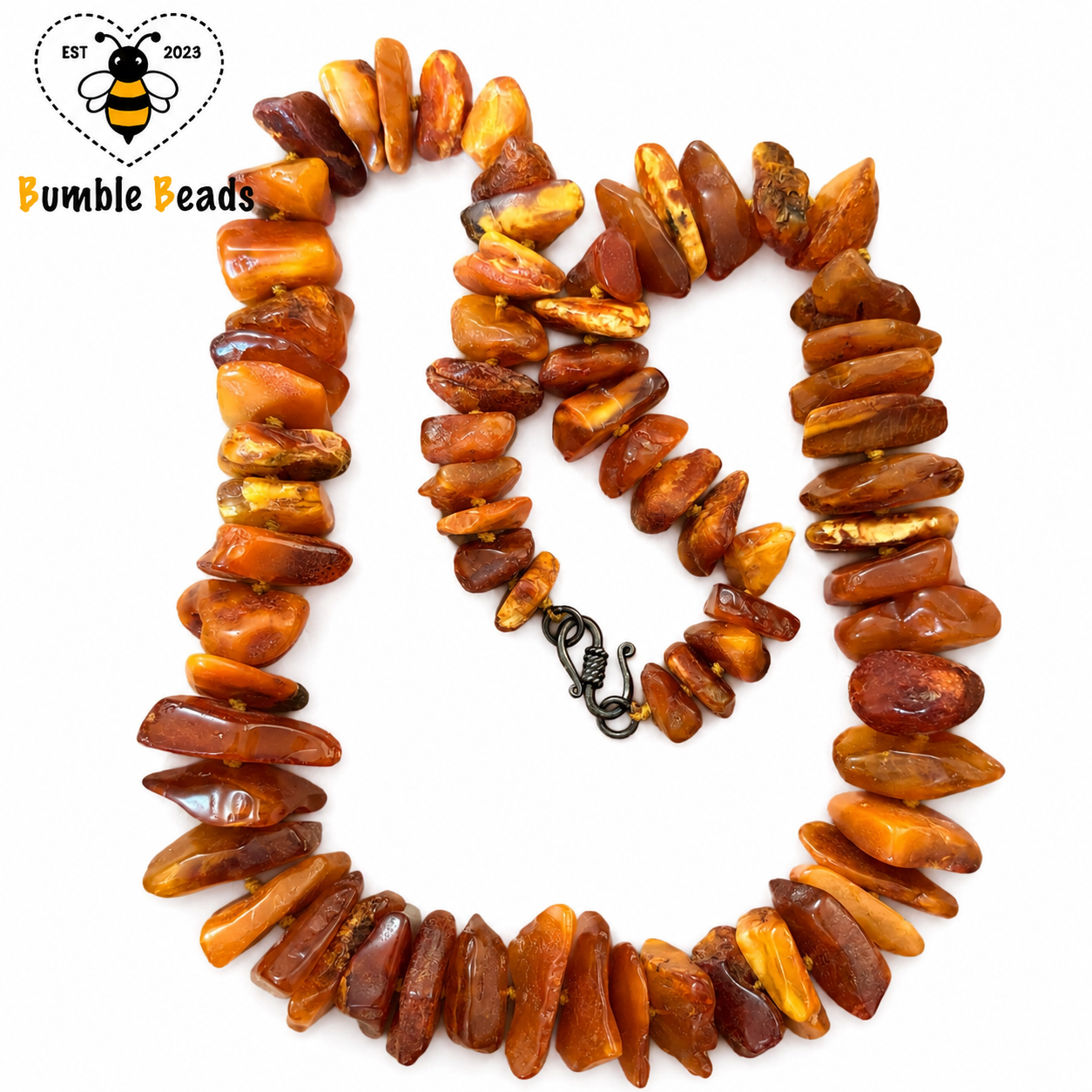 Exceptional Antique Natural Amber Statement Necklace – 168g, 27 Inches