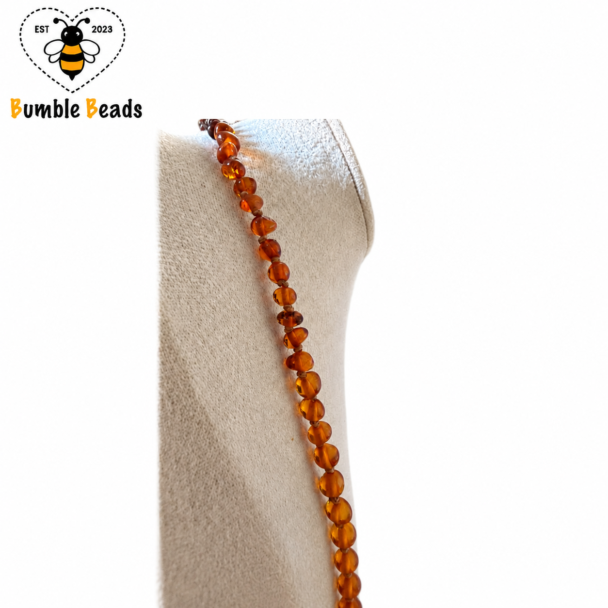 Vintage Long Honey and Cognac Amber Bead Necklace – Hand Knotted