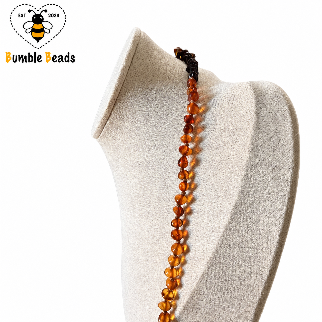Vintage Long Honey and Cognac Amber Bead Necklace – Hand Knotted