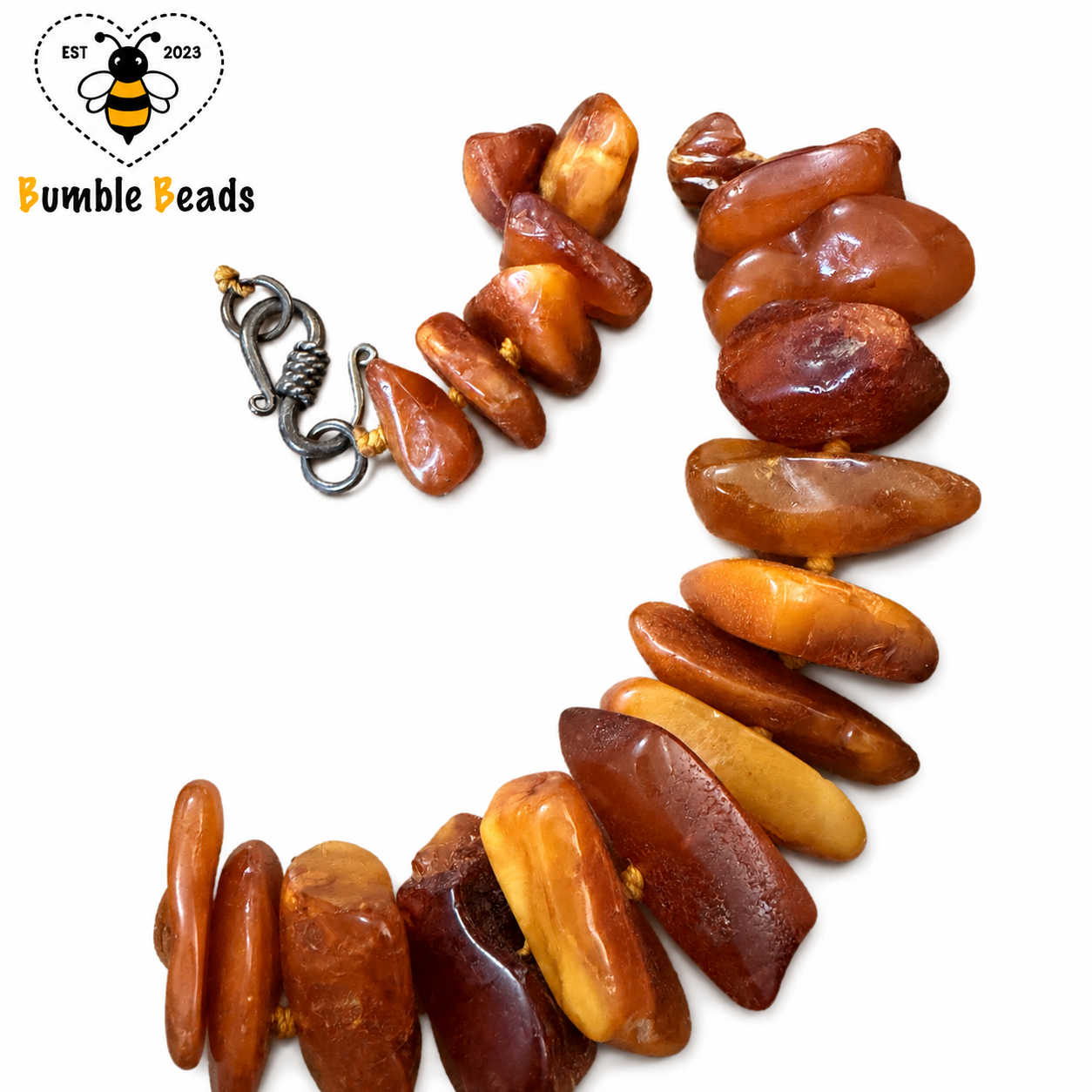 Exceptional Antique Natural Amber Statement Necklace – 168g, 27 Inches