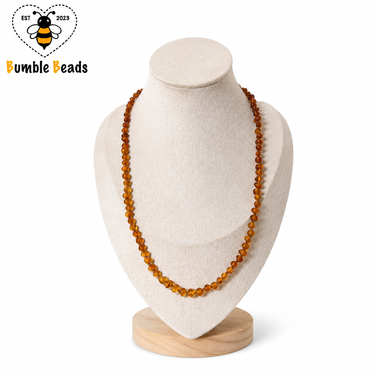 Vintage Long Honey and Cognac Amber Bead Necklace – Hand Knotted