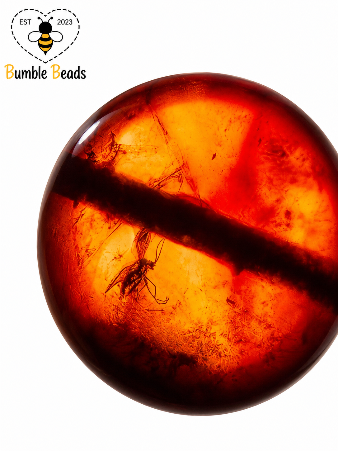 Vintage Deep Red Amber Bead Necklace with Insect Inclusion