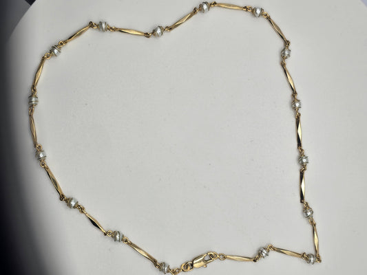 Faux pearl and rolled gold necklace